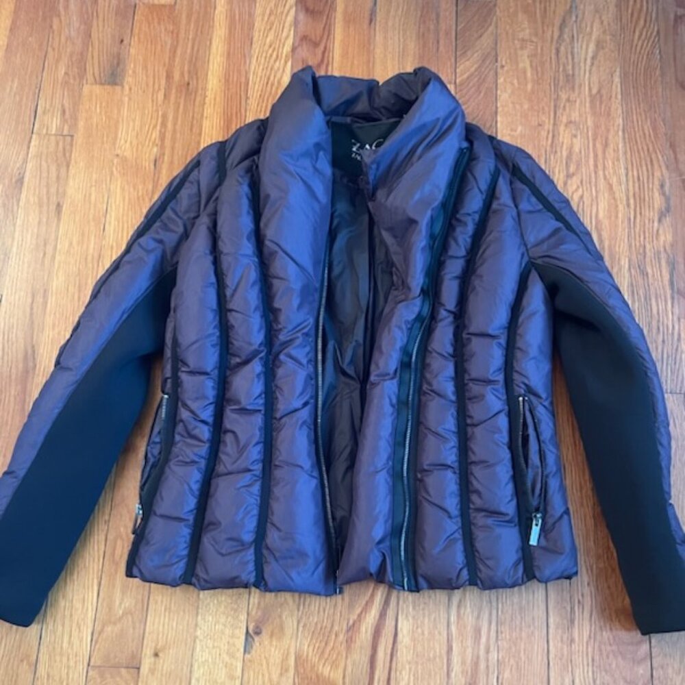 Zac Posen purple and black puffer -waist length size-medium